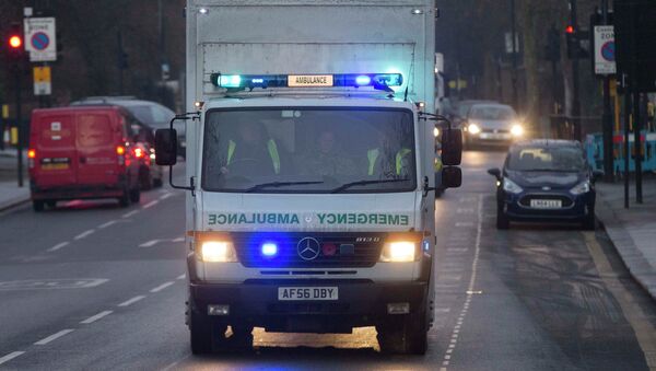 An ambulance carrying a female Ebola patient arrives at the Royal Free Hospital in London - Sputnik International