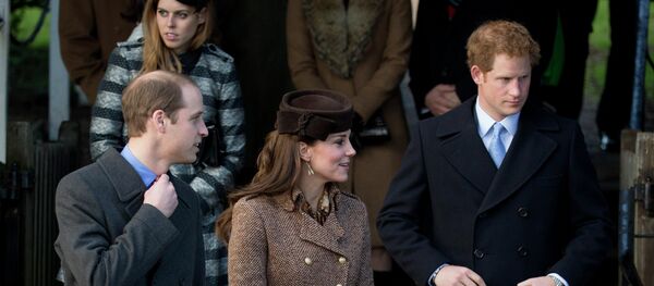 Britain's Prince William, left, his wife Kate Duchess of Cambridge and brother Prince Harry leave after attending the British royal family's traditional Christmas Day church service Britain's Prince William, left, his wife Kate Duchess of Cambridge and brother Prince Harry leave after attending the British royal family's traditional Christmas Day church service - Sputnik International