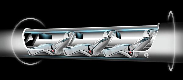 An image released by Tesla Motors, is a sketch of the Hyperloop capsule with passengers onboard. - Sputnik International