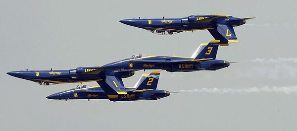 US Navy's Blue Angels perform at Andrews Air Force Base in Maryland. - Sputnik International