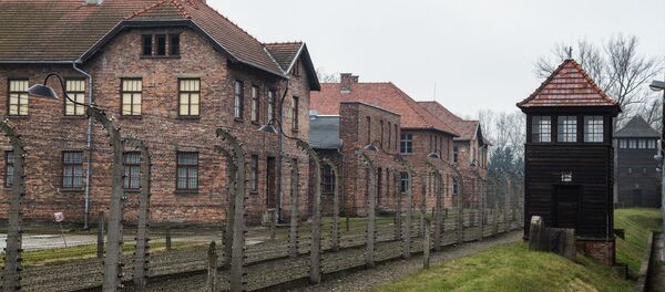 Auschwitz concentration camp Museum. 20.01.2015 in Oswiecim, Poland. In the picture: barbed wire fence surrounded the camp - Sputnik International
