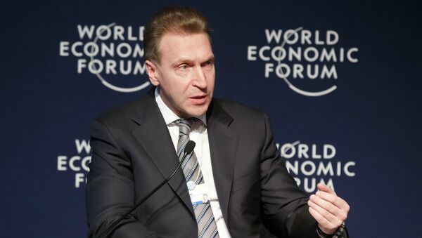 First Deputy Prime Minister of Russia Igor Shuvalov gestures as he speaks during a panel The Russian Outlookat the World Economic Forum in Davos, Switzerland, Friday, Jan. 23, 2015 - Sputnik International
