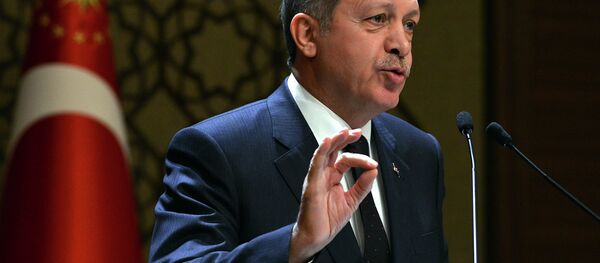 In this Thursday, Dec. 25, 2014 photo provided by the Presidential Press Service, Turkey's President Recep Tayyip Erdogan addresses a meeting at his new palace in Ankara, Turkey - Sputnik International