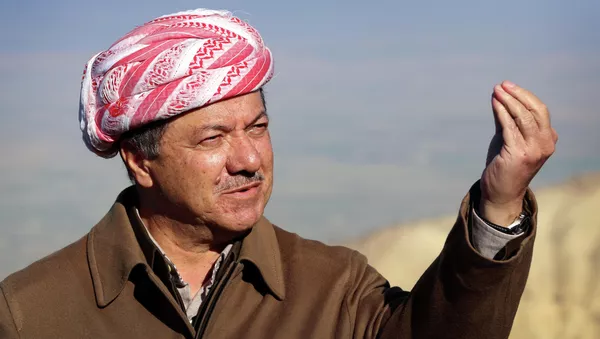 Iraqi Kurdish leader Masoud Barzani speaks to journalists on December 21, 2014 - Sputnik International
