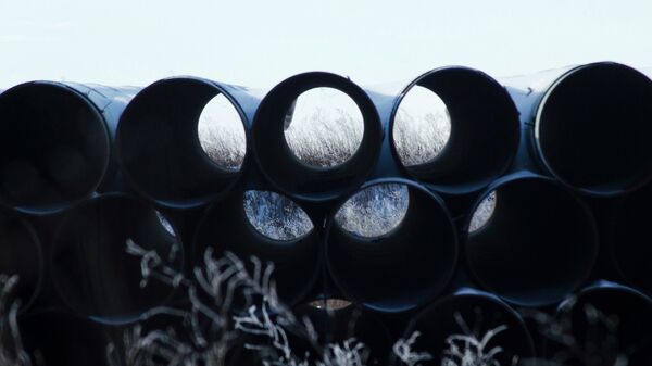 A depot used to store pipes for Transcanada Corp's planned Keystone XL oil pipeline is seen in Gascoyne, North Dakota November 14, 2014 - Sputnik International