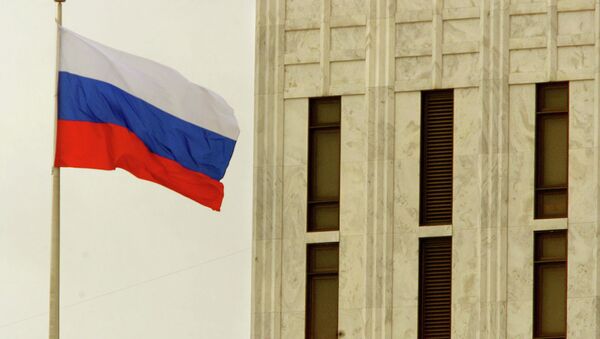 The Russian Federation flag flies above the Russian embassy in Washington, DC. - Sputnik International