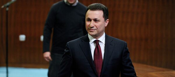 Macedonian Prime Minister Nikola Gruevski walks after a news conference at the government building in Skopje, Macedonia - Sputnik International