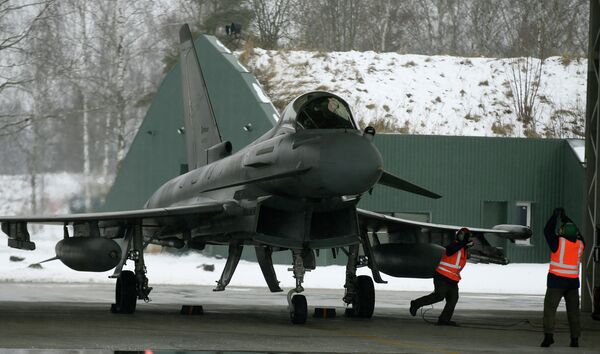 Italy's Eurofighter Typhoon jet fighter prepares for take off during NATO's Baltic Air Policing Mission at the Siauliai airbase some 240 kms (150 miles) east of the capital Vilnius, Lithuania, Thursday, Jan. 29, 2015 Italy's Eurofighter Typhoon jet fighter prepares for take off during NATO's Baltic Air Policing Mission at the Siauliai airbase some 240 kms (150 miles) east of the capital Vilnius, Lithuania, Thursday, Jan. 29, 2015 - Sputnik International