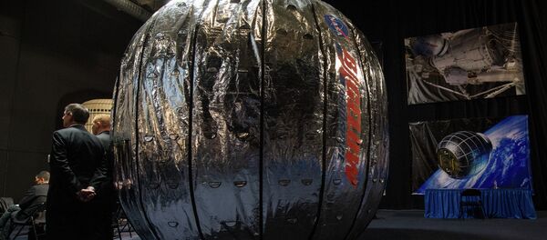 The Bigelow Expandable Activity Module (BEAM) is seen during a media briefing where NASA Deputy Administrator Lori Garver and President and founder of Bigelow Aerospace Robert T. Bigelow announced that BEAM will join the International Space Station to test expandable space habitat technology. The Bigelow Expandable Activity Module (BEAM) is seen during a media briefing where NASA Deputy Administrator Lori Garver and President and founder of Bigelow Aerospace Robert T. Bigelow announced that BEAM will join the International Space Station to test expandable space habitat technology. - Sputnik International