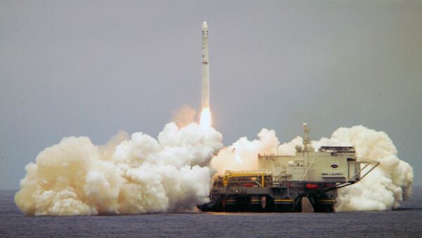 This photo March 19, 2008, provided by the Sea Launch Co. shows a Zenit-3SL rocket carrying a Boeing-built DirecTV 11 satellite launched into orbit from a platform located on the equator in the Pacific Ocean - Sputnik International