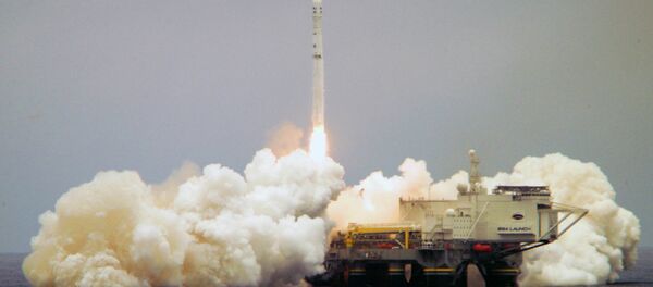 This photo March 19, 2008, provided by the Sea Launch Co. shows a Zenit-3SL rocket carrying a Boeing-built DirecTV 11 satellite launched into orbit from a platform located on the equator in the Pacific Ocean - Sputnik International