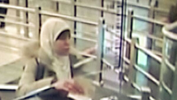 Hayat Boumeddiene, the suspected female accomplice of the Islamist militants behind the attacks in Paris, is seen upon her arrival to Turkey in this still image taken from surveillance video at Sabiha Gokcen airport in Istanbul on January 2, 2015. - Sputnik International
