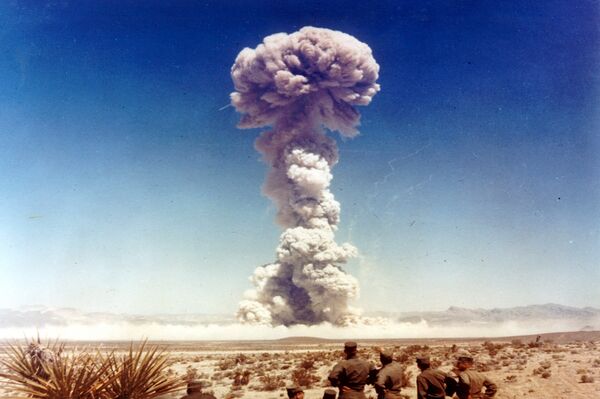 Military personnel observe a nuclear weapons test in Nevada, the United States, in 1951 Military personnel observe a nuclear weapons test in Nevada, the United States, in 1951 - Sputnik International