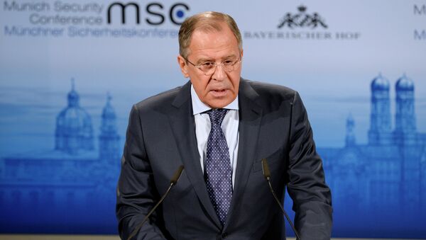 Russian Foreign Minister Sergei Lavrov delivers his speech at the 51st Munich Security Conference (MSC) in Munich, southern Germany, on February 7, 2015 - Sputnik International