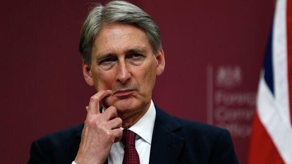 Britain's Foreign Secretary Philip Hammond gestures during a press conference at the Foreign and Commonwealth Office in London - Sputnik International