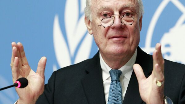 United Nations Special Envoy of the Secretary-General for Syria Staffan de Mistura addresses the media during a press conference at the Palais des Nations in Geneva, January 15, 2015 - Sputnik International