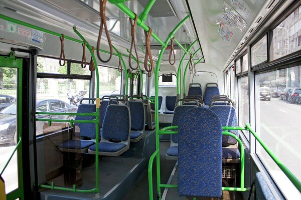 Interior of the LiAZ-6274 trolleybus. Interior of the LiAZ-6274 trolleybus. - Sputnik International