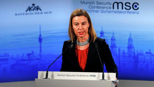 European Union foreign policy chief Federica Mogherini addresses during the 51st Munich Security Conference at the 'Bayerischer Hof' hotel in Munich February 8, 2015 - Sputnik International