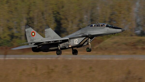 A Bulgarian Air Force MiG-29 Fulcrum aircraft takes off for a combat training mission during exercise Rodopi Javelin 2007 at Graf Ignattevo Airfield, Bulgaria, Oct. 17, 2007 - Sputnik International