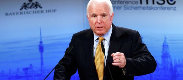The chair of the Senate Armed Services Committee Senator John McCain addresses during the 51st Munich Security Conference at the 'Bayerischer Hof' hotel in Munich February 8, 2015 The chair of the Senate Armed Services Committee Senator John McCain addresses during the 51st Munich Security Conference at the 'Bayerischer Hof' hotel in Munich February 8, 2015 - Sputnik International