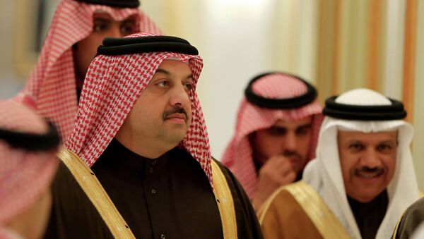 Qatari Foreign Minister Khalid bin Mohamed al-Attiyah (L) attends an emergency meeting of foreign ministers of the Gulf Cooperation Council (GCC) on January 21, 2015 in the Saudi capital Riyadh - Sputnik International