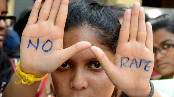 Indian students of Saint Joseph Degree college participate in an anti-rape protest in Hyderabad on September 13, 2013 - Sputnik International