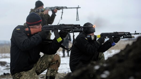 Ukrainian servicemen train with weapons - Sputnik International