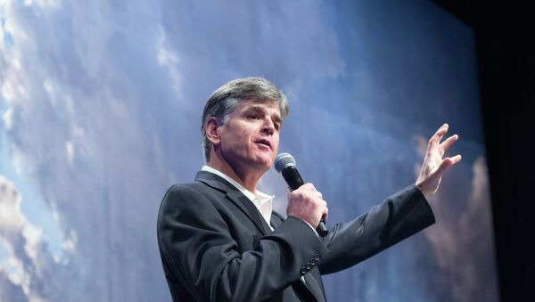 Political commentator Sean Hannity addresses the crowd while delivering his speech, Get America Back to Work, Thursday, May 22, 2014, during the 22nd Williston Basin Petroleum Conference held in Bismarck, N.D. - Sputnik International