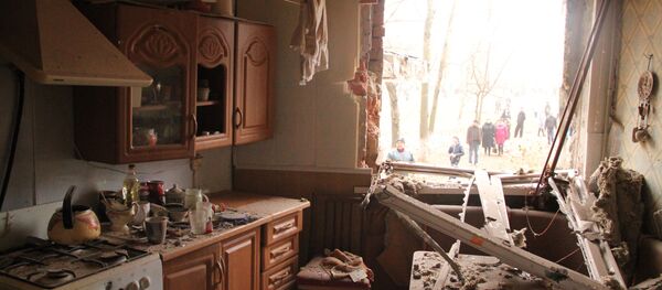 An apartment in the residential building on Bessonova Street, destroyed in the Ukrainian army's shelling of the town of Horlivka An apartment in the residential building on Bessonova Street, destroyed in the Ukrainian army's shelling of the town of Horlivka - Sputnik International