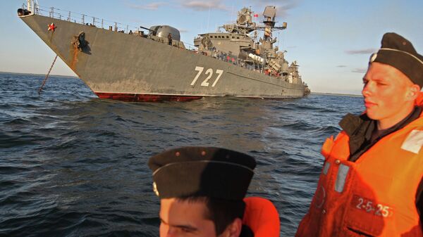 Baltic Fleet's guard ship Yaroslav Mudry during military exercise - Sputnik International