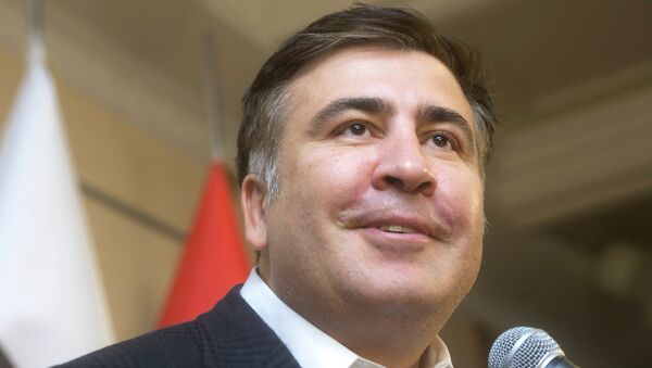 Ex-President of Georgia Mikheil Saakashvili speaks at a briefing in the center of Kiev. Mr. Saakashvili came to Ukraine with a group of Eurpean Parliament deputies - Sputnik International