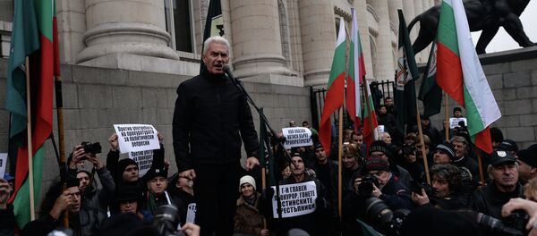 Volen Siderov, leader of the ultra-nationalist Ataka party, speaks to supporters during a rally outside the court palace in Sofia on January 8, 2014 - Sputnik International