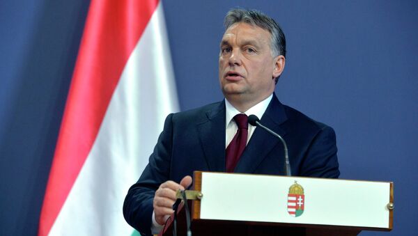 Hungarian Prime Minister Viktor Orban speaks during his joint press conference with Russian President Vladimir Putin in the Parliament building in Budapest, Hungary, Tuesday, Feb. 17, 2015. Putin is staying on a one-day working visit in the Hungarian capital. - Sputnik International