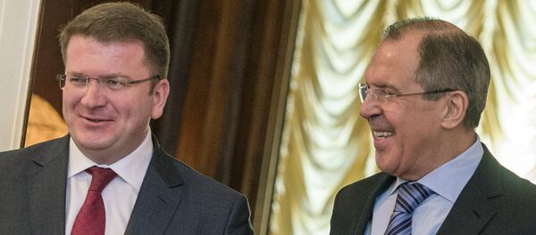 Foreign Minister Sergey Lavrov, right, and Foreign Minister of South Ossetia David Sanakoyev Foreign Minister Sergey Lavrov, right, and Foreign Minister of South Ossetia David Sanakoyev - Sputnik International