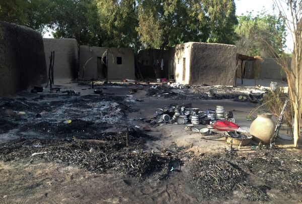 A picture taken on February 13, 2015 shows the village Nougboua after it was attacked by Nigeria's Boko Haram rebels - Sputnik International