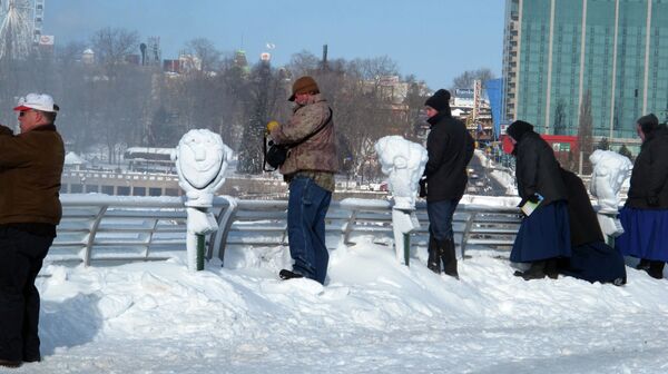 Snow and ice coat coin-operated viewers at Niagara Falls. Snow and ice coat coin-operated viewers at Niagara Falls. - Sputnik International