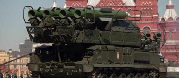 Russian Buk air defense missile systems make their way through Red Square during a rehearsal for the Victory Day military parade in Moscow Russian Buk air defense missile systems make their way through Red Square during a rehearsal for the Victory Day military parade in Moscow - Sputnik International