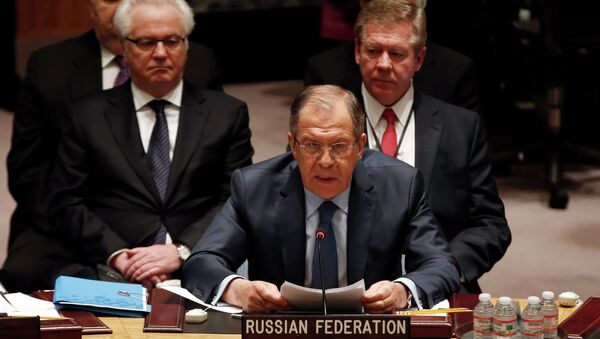 Russian Foreign Minister Sergey Lavrov addresses a meeting of the United Nations Security Council at the U.N. headquarters in New York, February 23, 2015 - Sputnik International