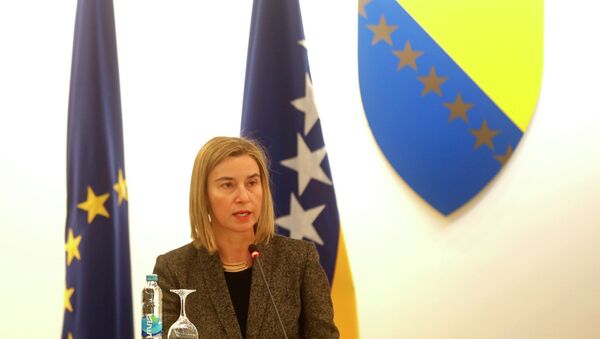 European Union Foreign Policy Chief Federica Mogherini speaks to Bosnian politicians in Parliament building in Sarajevo, February 23, 2015 - Sputnik International