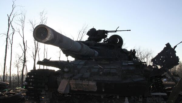 Ukrainian military equipment destroyed during combat activities in the city of Debaltseve. - Sputnik International