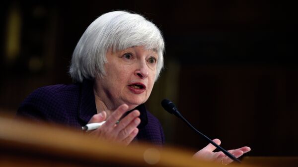 Federal Reserve Board Chair Janet Yellen testifies on Capitol Hill in Washington, Tuesday, Feb. 24, 2015 - Sputnik International