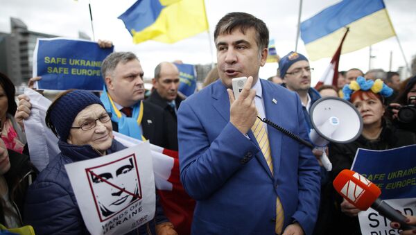 Former Georgian President Mikhail Saakashvili has come to Washington to persuade national legislators and government officials that they should arm the Ukrainian government. - Sputnik International
