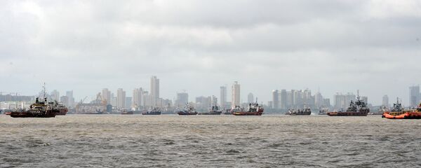 Ships are seen anchored in the Arabian sea following following the closure of the Mumbai port after a maritime accident involving the cargo ship MSC Chitra off the Mumbai coast on August 11, 2010 Ships are seen anchored in the Arabian sea following following the closure of the Mumbai port after a maritime accident involving the cargo ship MSC Chitra off the Mumbai coast on August 11, 2010 - Sputnik International