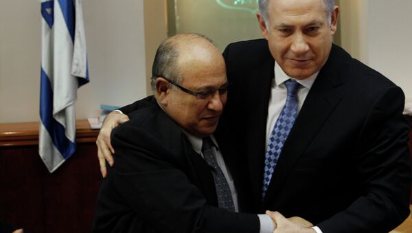 In this 2011 photo, Israel Prime Minister Benjamin Netanyahu hugs Meir Dagan, the then-director of Israel spy agency Mossad. - Sputnik International