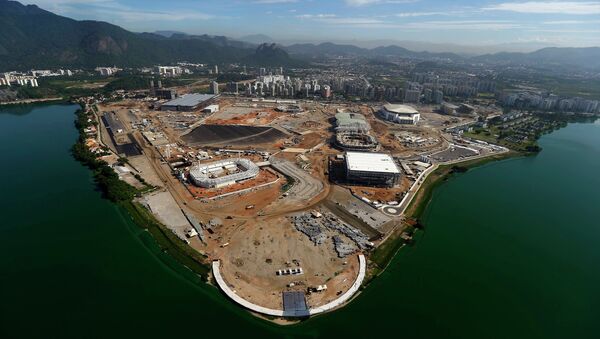 An aerial view of the Rio 2016 Olympic Park construction site in Rio de Janeiro - Sputnik International