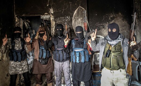 Members of al-Qaeda with covered face from different nationalities Members of al-Qaeda with covered face from different nationalities - Sputnik International