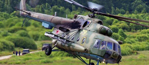 Russia's new Richag-AV radar and sonar jamming system can be mounted on helicopters, ships and other military equipment to jam potential adversaries' weapons systems from distances of several hundred kilometers; it has been hailed by developers as having no analogue anywhere in the world. Photo: The system is mounted to a modified Mi-8MTB-5-1 helicopter. Russia's new Richag-AV radar and sonar jamming system can be mounted on helicopters, ships and other military equipment to jam potential adversaries' weapons systems from distances of several hundred kilometers; it has been hailed by developers as having no analogue anywhere in the world. Photo: The system is mounted to a modified Mi-8MTB-5-1 helicopter. - Sputnik International