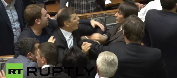 The Speaker of Ukraine's parliament proposed installing an actual boxing ring inside the parliament building following yesterday's bout. The Speaker of Ukraine's parliament proposed installing an actual boxing ring inside the parliament building following yesterday's bout. - Sputnik International