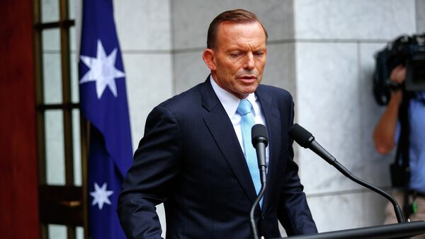 Australia's Prime Minister Tony Abbott addresses members of the media after a party room meeting at Parliament House in Canberra. File photo - Sputnik International