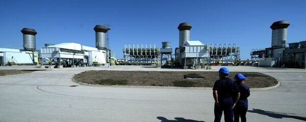 Employees of the state-owned storage and transmission operator Bulgartransgas stand on September 30, 2012 in front of a gas compressor station near the town of Provadia, some 410 kms east of capital Sofia - Sputnik International